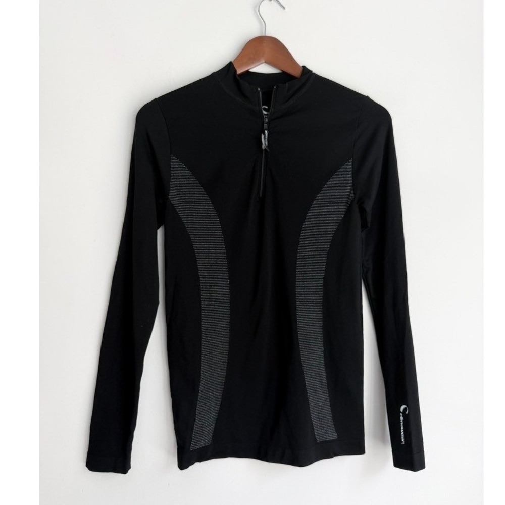 Climawear Womens Quarter Zip Performance Top Black Long Sleeve Athletic S/M